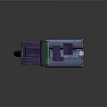 Futuristic Sci Fi Weapon With Purple Blue Body Green Screen And Red Circular Parts