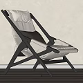 Modern Lounge Chair with Black Wooden Frame White Gray Cushions and Sleek Design