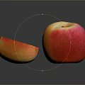 Fresh Red Yellow Whole And Sliced Apple With Reflection On Black Background 3d model