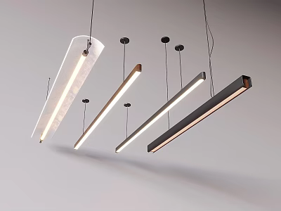 Modern Pendant Lights With Sleek Linear Designs And Metallic Frames For Contemporary Interiors 3d model