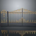 Exquisite Outdoor Iron Double Door Gate Furniture With Intricate Golden Ornaments And Black Frame