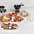 Modern Food Food Food Beverage Cake Chocolate Salads Xiangjiang Crab Leg Fried Dumpling Pot Stickers Fruit 3d model