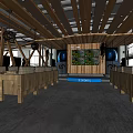 Modern Hotel Public Lounge Area With Wooden Ceiling Beams And E Library