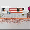 Art Installation With LIFE PARTNERS Lettering Red Heart Together for life Petals And Person