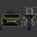 Vintage Motorcycle with Sidecar Featuring Brown Leather Seat and Chrome Metal Details