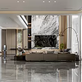Modern Luxury Loft Living Room With Marble Wall And Sofa