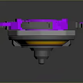 Purple And Yellow Spinning Top Weapon With Gray Blades And Rotating Design