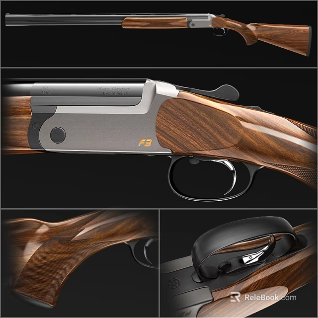 Classic Shotgun Design With Wooden Stock Ergonomic Grip And Polished Metal Components 3d model 