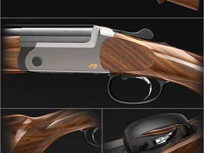 Classic Shotgun Design With Wooden Stock Ergonomic Grip And Polished Metal Components 3d model