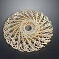 Golden Spiral Woven Furniture Decorative Piece With Intricate Round Weave Pattern