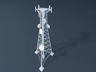 High Strength Industrial Telecommunication Tower With Metal Structure And Multiple Dish Antennas For Communication 3d model