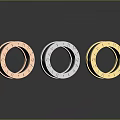 Three Colored Metallic Rings With Decorative Letters As Household Accessories