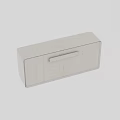 Modern Light Colored Entryway Console Cabinet with Sleek Silver Metal Handle Design