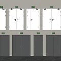 White And Gray Wall Mounted Doors With Green Indicator Signs For Storage Use 3d model