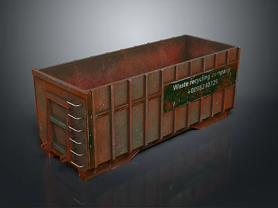 Rusty Metal Waste Handling Container For Household Services With Contact Info 3d model
