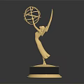 Golden Trophy Shaped Decorative Furniture Piece With Black Base Stand