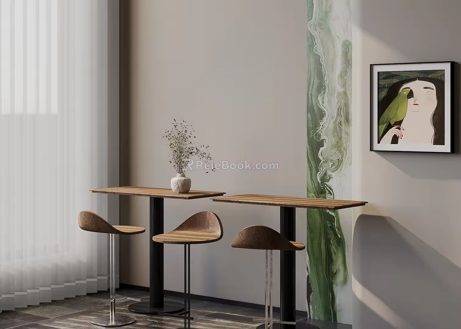 Modern Bar Chair Combination Bar Counter 3d model