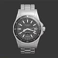 Seiko Watch With Silver Stainless Steel Band And Black Dial On Sleek Surface