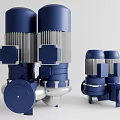 Industrial Equipment Blue Silver Cylindrical Pumps With Connected Components And Various Sizes