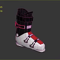 Modern Black Red White Ski Boots With Secure Straps And White Sole Design