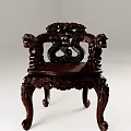 Dark Wooden Chinese Style Carved Armchair Featuring Dragon Motifs On Armrests And Legs