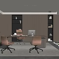 Modern Office Interior With Open Layout Wooden Bookshelves Desk Computer Office Chairs Sofa And Plant