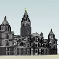 Grand Classical Office Building With Domes Central Tower And Symmetrical Design
