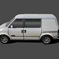 White Classic Boxy Van Exterior With Side Windows And Black Wheels 3d model