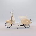 Classic Cream Colored Scooter With Retro Design White Wheels And Comfortable Seat