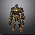 Fantasy Character 3D Model With Green Skin Flame Armor Sharp Claws And Mighty Look
