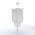 Traditional Chinese Style Chandelier With Lattice Design Landscape Painting And Tassel Decoration