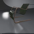Modern Black Chair With Metal Armrests And Curved Metal Frame Design