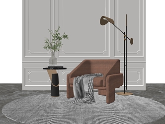 Modern Single Sofa Floor Lamp 3d model