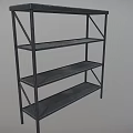 Sturdy Black Metal Shelving Unit with Multiple Layers for Storage and 3d model