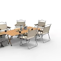 Stylish Conference Table With Six Chairs Tray Cups And Wine Rack Cabinet