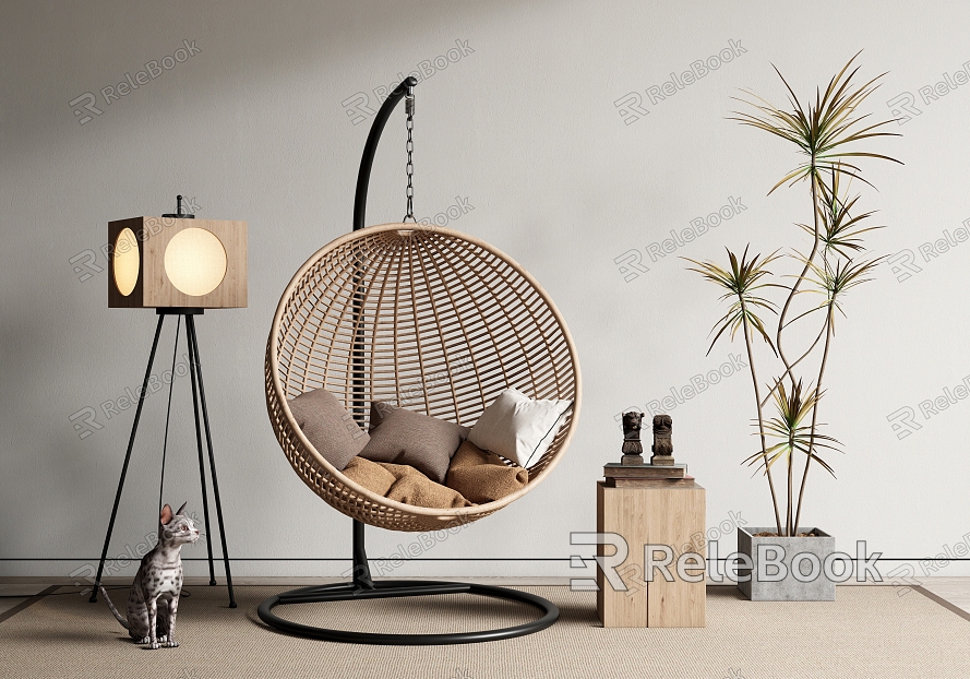 Quiet Hanging Chair Hanging Chair Lazy Hanging Chair Floor Lamp Potted Plant model