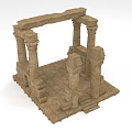 Ancient Carved Stone Architectural Structure With Columns Base Platform And Steps