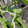 Modern Garden Landscape With Lush Greenery Stone Pathway And Water Feature