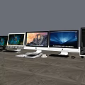 Multiple Computer Monitors With Different Display Screens And Desktop Tower 3d model