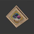 Golden Diamond Shaped Decorative Frame With Colorful Balloon Design And Balloons Text For Home Decor