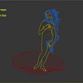 Artistic Decorative Light With Red Line Female Figure On Shell Base And Grey Background