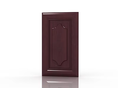 Dark Brown Solid Wood Double Doors With Decorative Panel Design For Home Interior 3d model