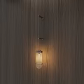 Modern Minimalist Wall Lamp With Glass Shade Emitting Warm Glow On Wooden Wall