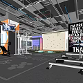 Modern Fitness Gym With Climbing Wall Basketball Court And Workout Equipment