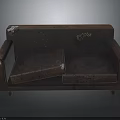 Worn Vintage Sofa With Torn Upholstery Stained Fabric And Open Cushion