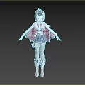 Short Black Haired Woman Wearing Sailor Uniform Red Bow Gray Skirt White Stockings Pink Shoes
