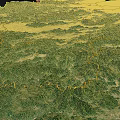 Satellite Map Of Regional Terrain With Green Vegetation And Coastal Boundaries