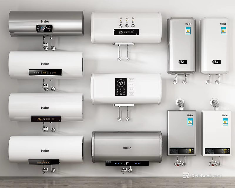 Haier Electric Water Heaters Collection With Wall Mounted Designs And Modern Controls 3d model 