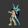 Mythical Characters In Green And Gold Armor With Winged Creature Designs
