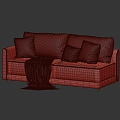 Poly deep left armrest sofa 3d model